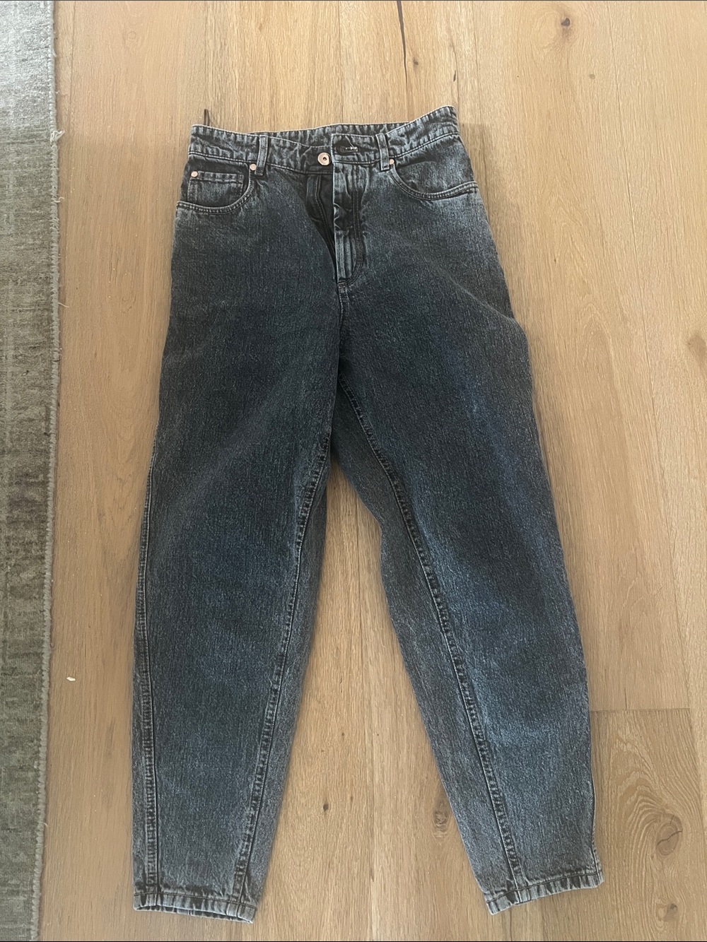 Brunello Cucinelli Faded Black High-Rise tapered ankle jeans size 38 or USA 2